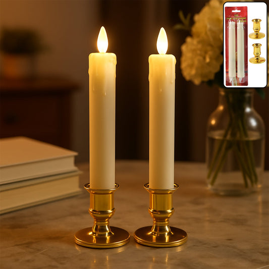 LED taper candles glowing
