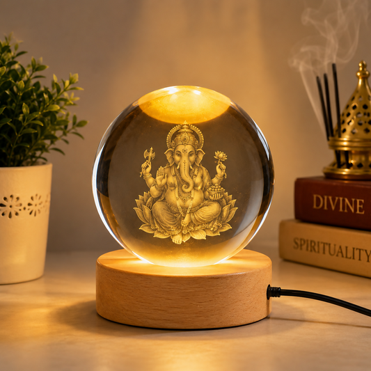 Crystal Ganesha lamp glowing