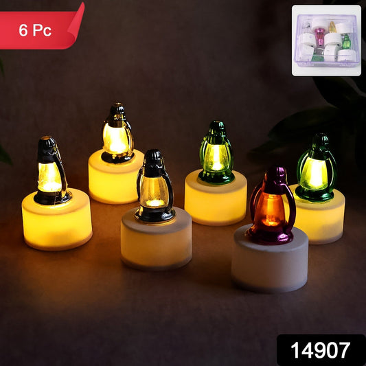LED lantern candles lit