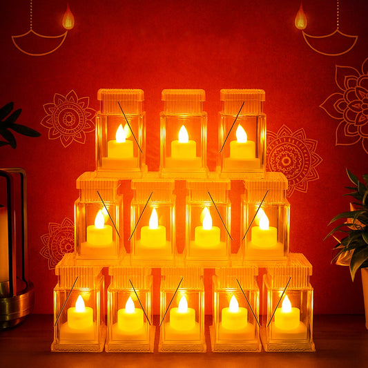 LED storm lantern glowing