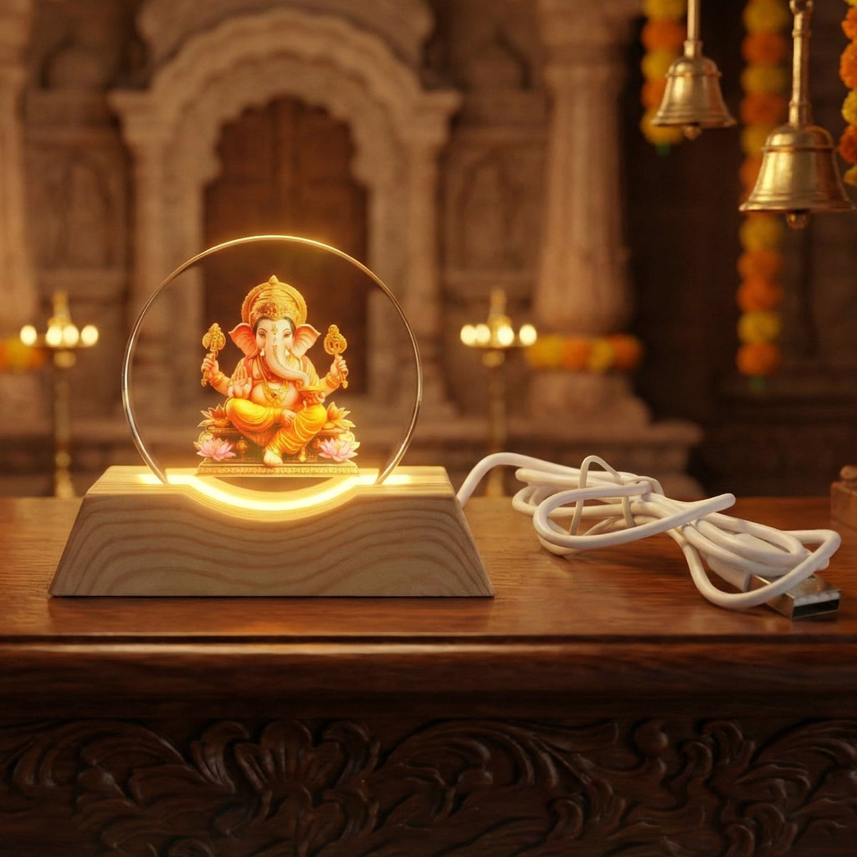 Ganesha LED lamp on a shelf