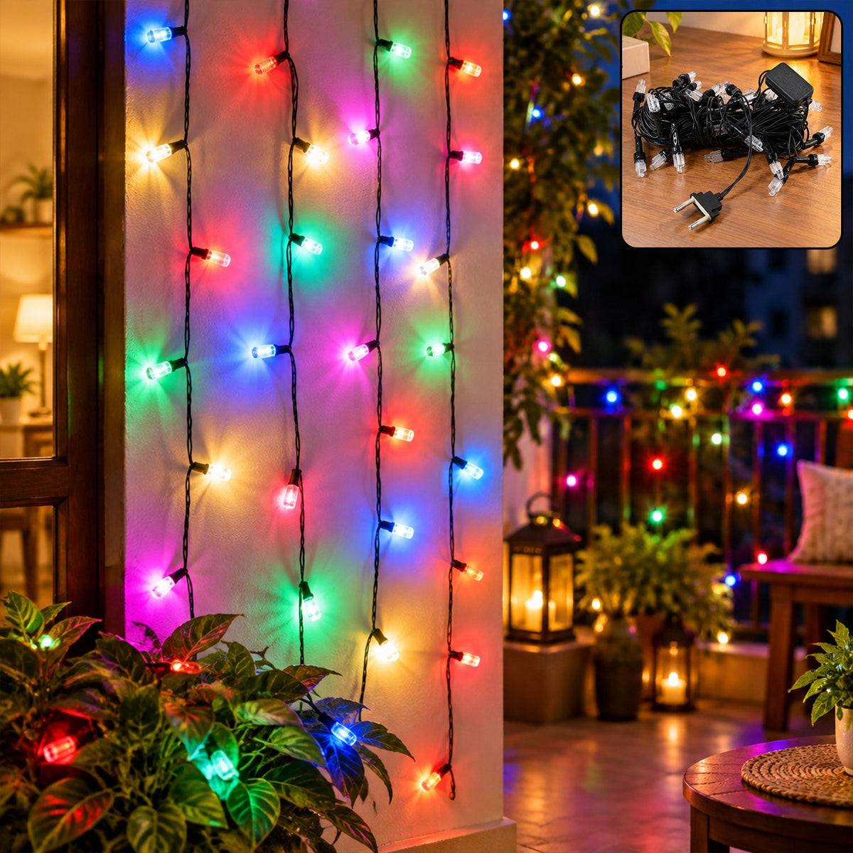 Festive LED string lights, 8 metre