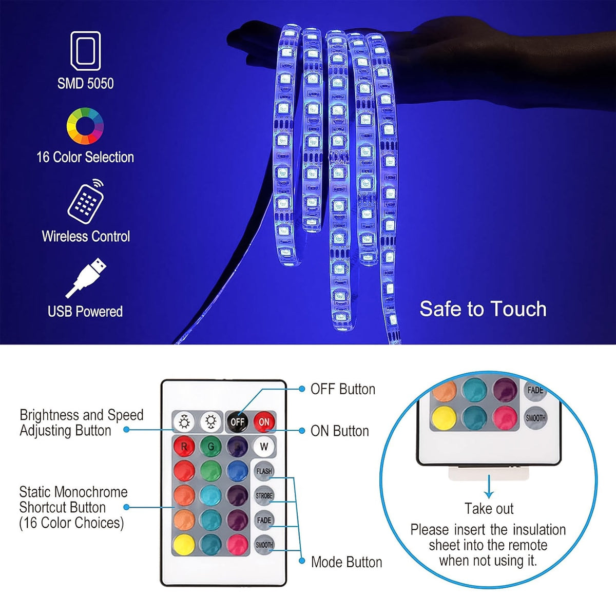 RGB LED strip lit behind a TV