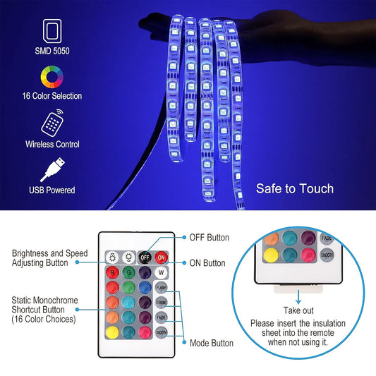RGB LED strip lit behind a TV