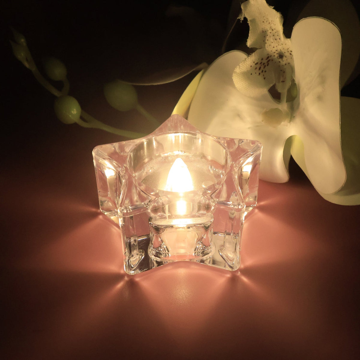 Crystal effect LED tealights on display