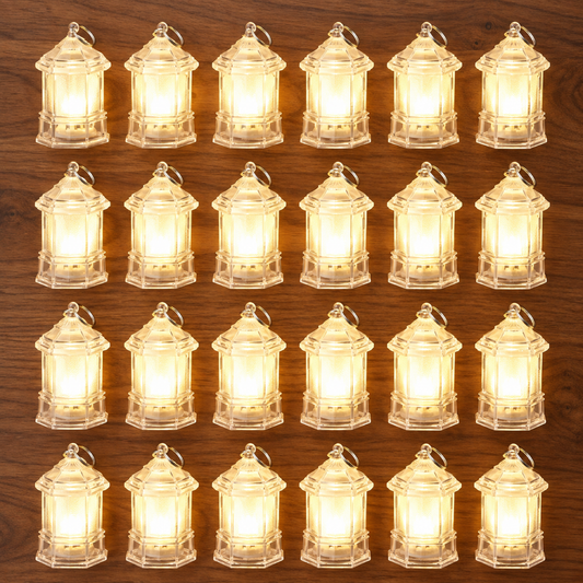 Hexagonal LED lanterns, set of 24