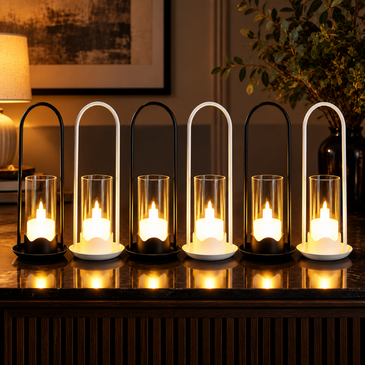 Wind light LED candle lanterns, set of 6