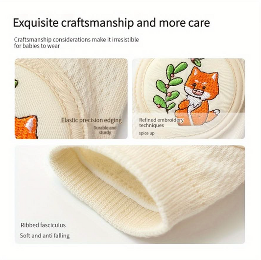 Baby Knee Pads with Cute Animal Embroidery