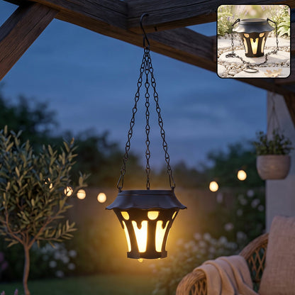 Solar hanging lantern on a balcony