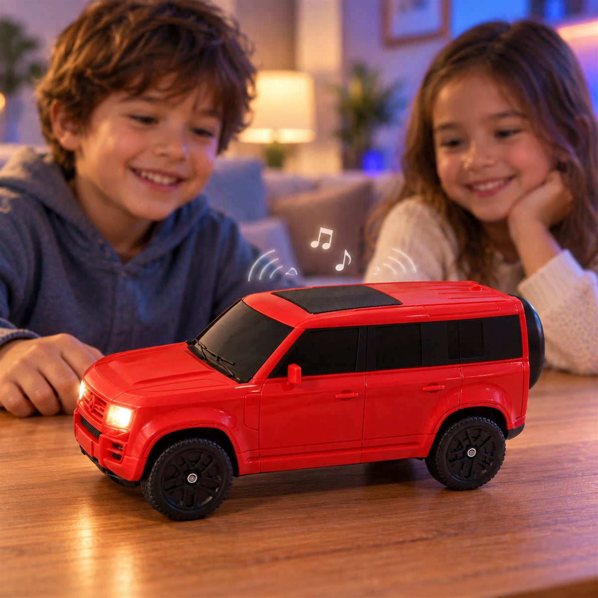 Car speaker with headlights lit