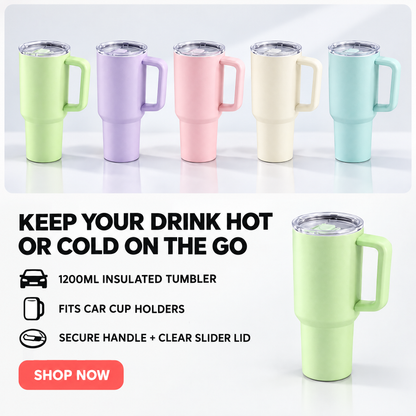 1200ML Insulated Plastic Tumbler with Handle (assorted colors)