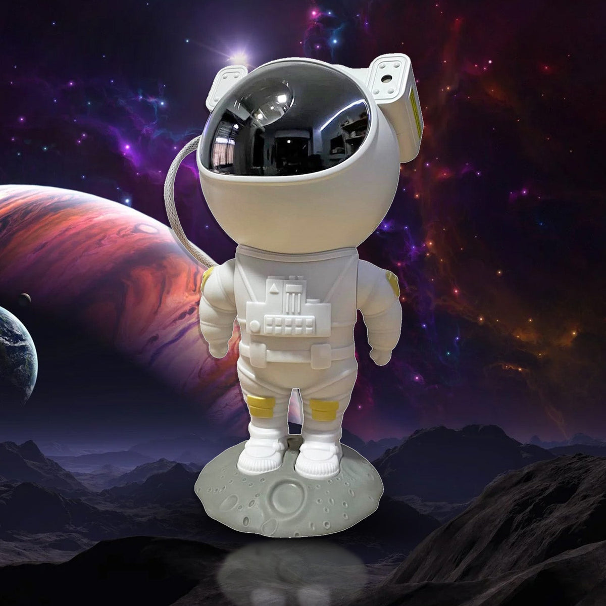 Astronaut projector in a bedroom