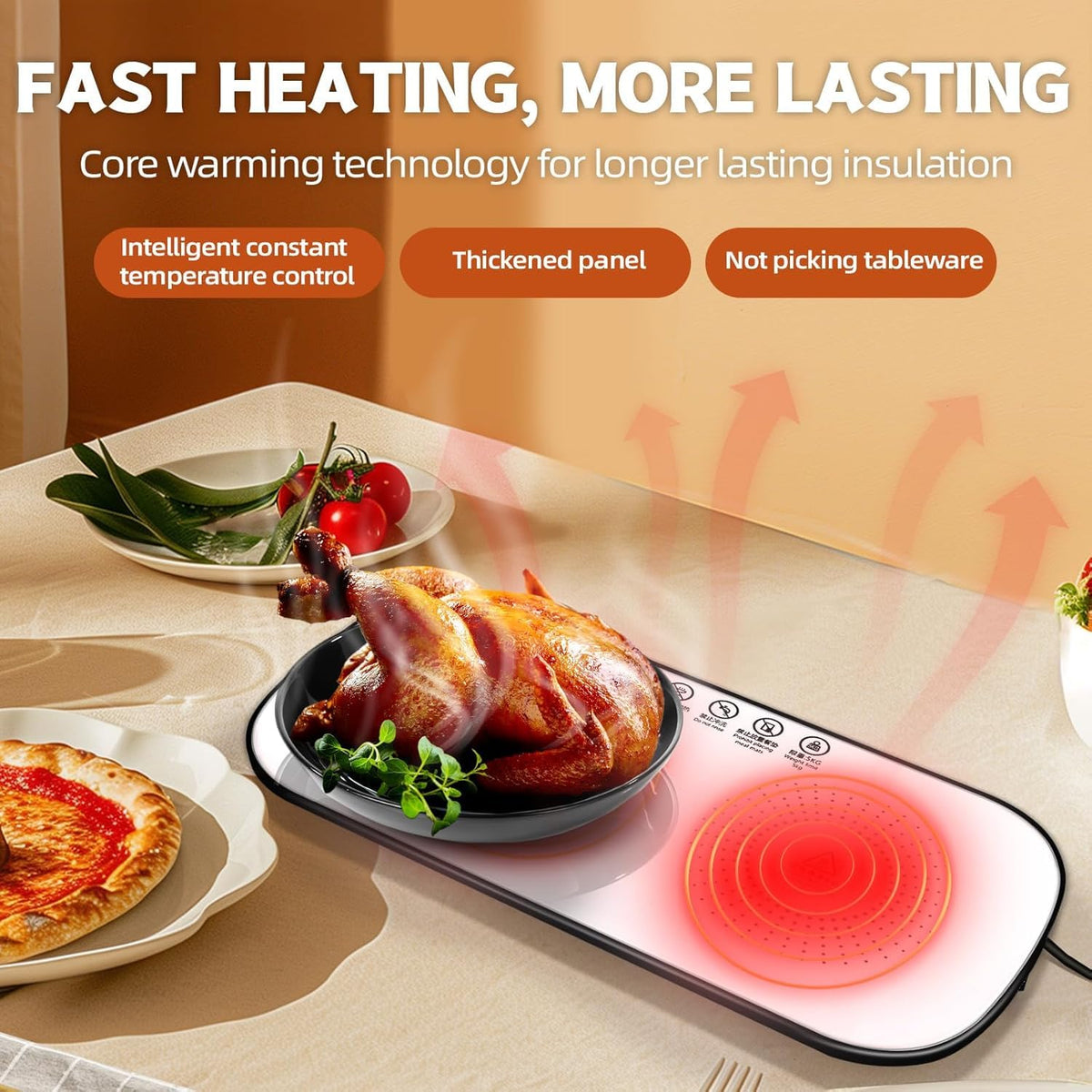 Multifunctional Electric Food Heating Glass Tray