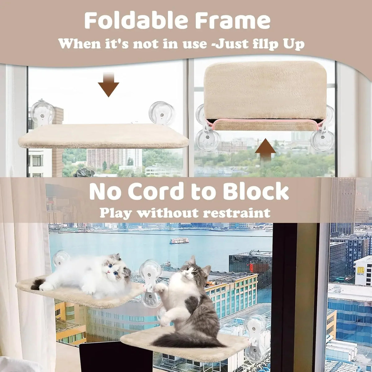 Foldable Cat Window Padded Perch