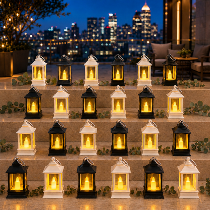 Flameless candle lanterns, set of 24