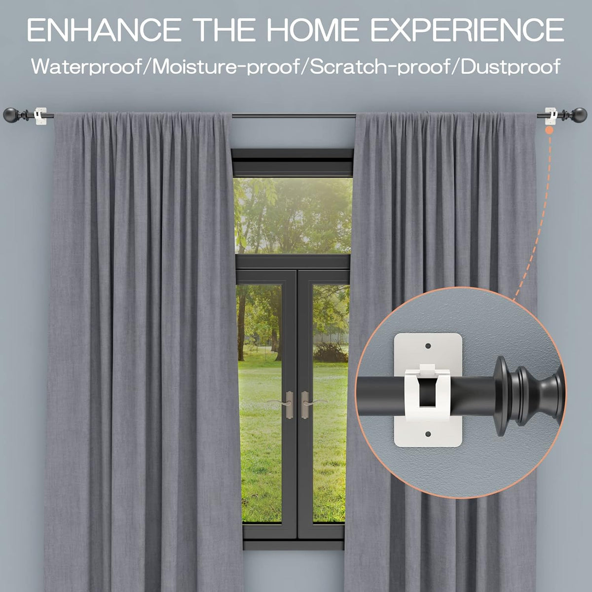 Nail-free Adjustable Rod Bracket Holders (Pack of 4)