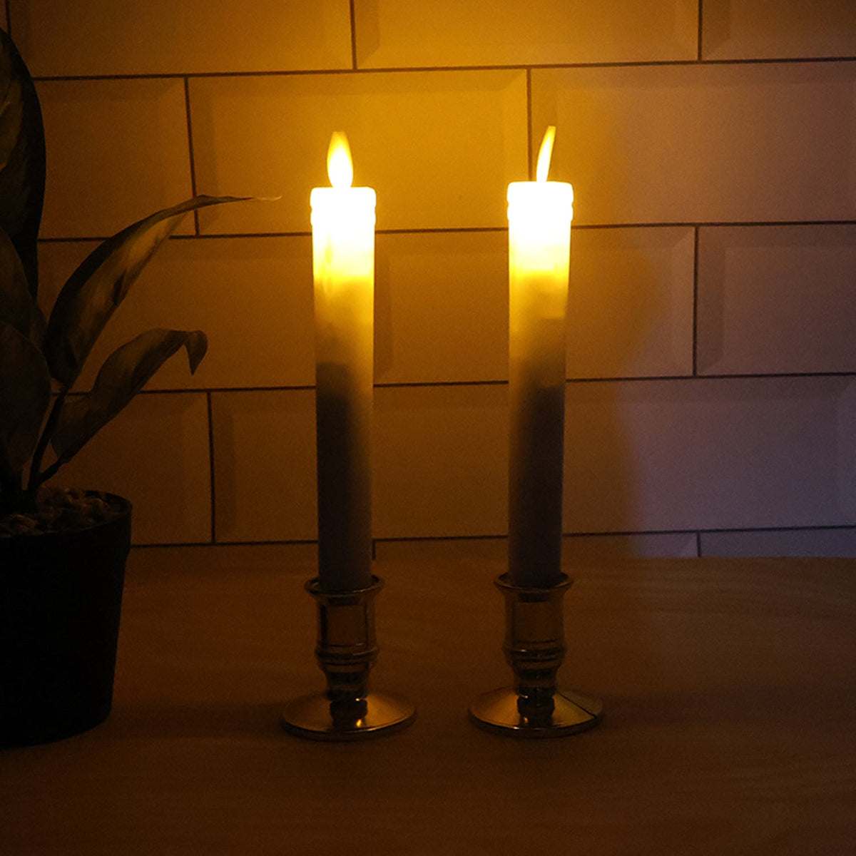 LED taper candles on a table
