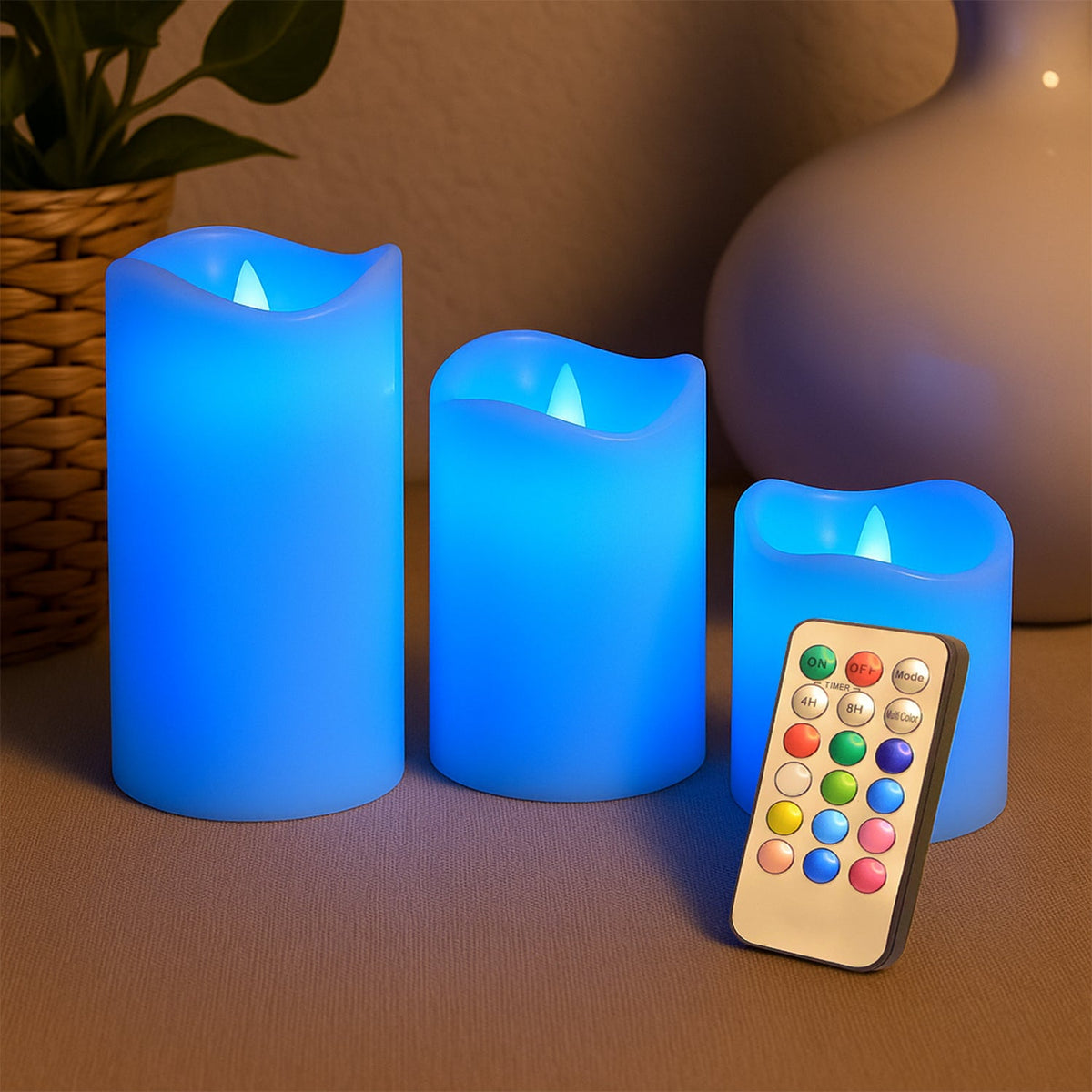 LED candles glowing