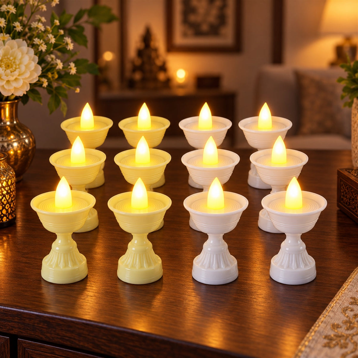Flameless LED diya set of 12