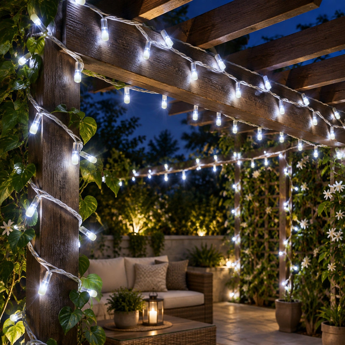 Plug-in LED string lights 15m