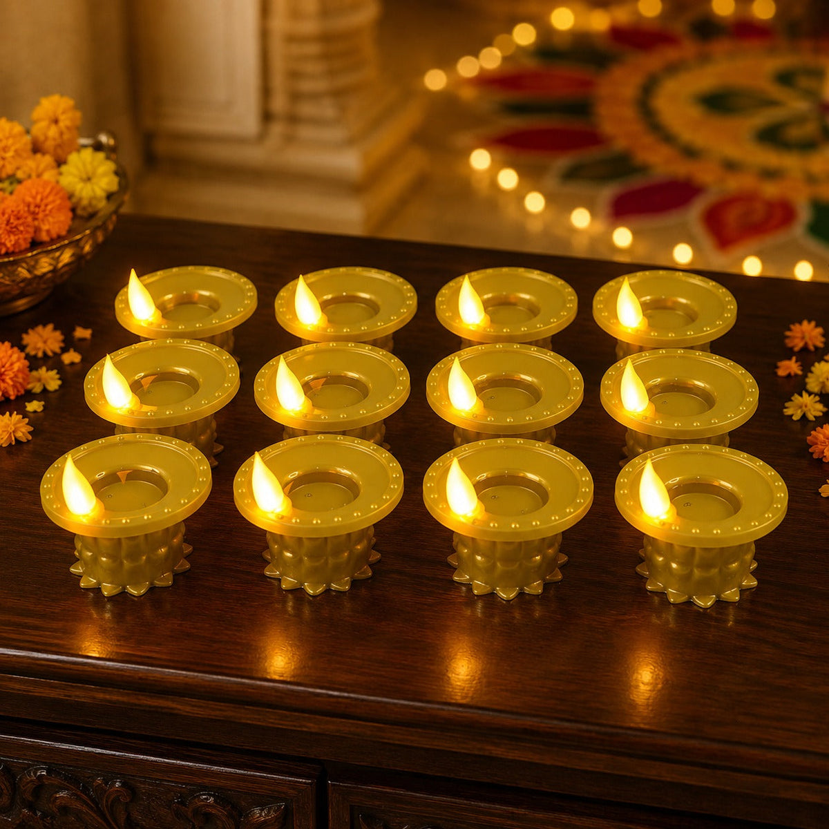 Water sensor LED diyas, set of 12