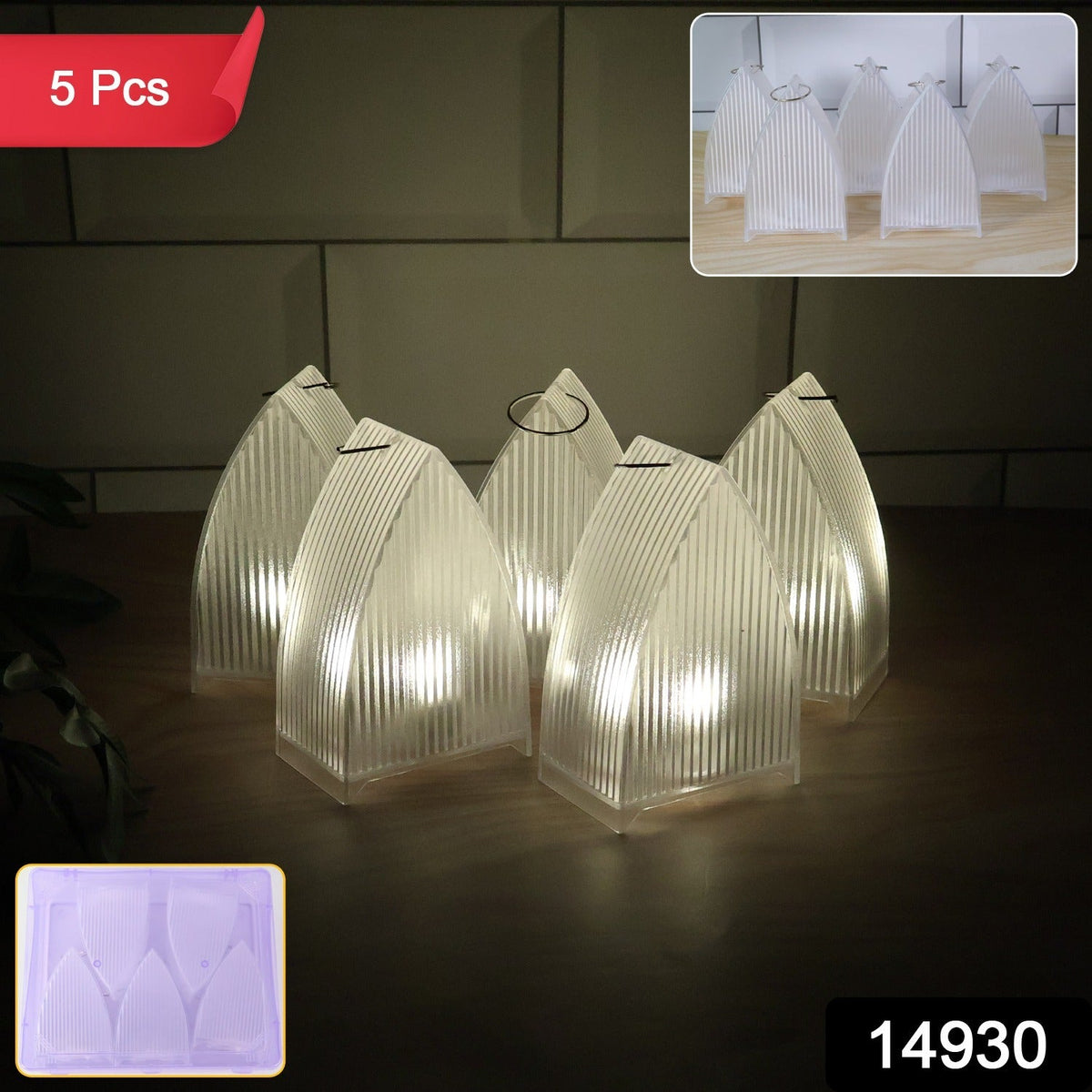 Clear LED lantern glowing