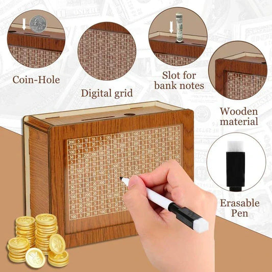Vaultizio™ Premium Wooden Money Bank