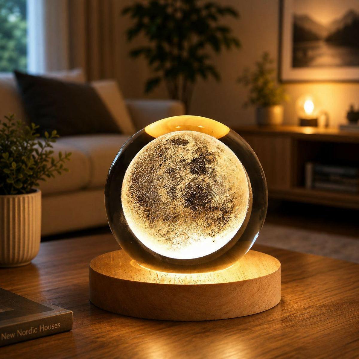 3D crystal moon LED lamp
